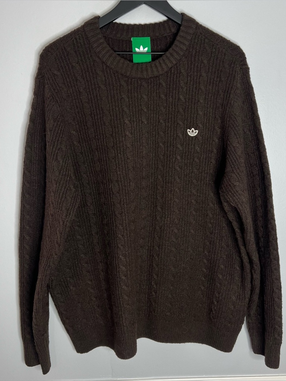 Adidas Originals Heritage Cable Knit Golf Sweater Mens Large Brown *FLAW*
